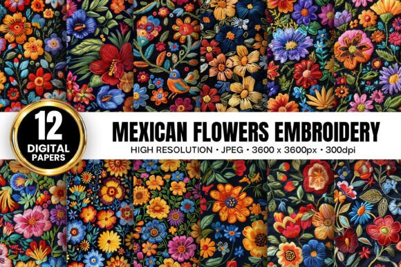 Review: Mexican Flowers Embroidery Digital Paper for Apparel
