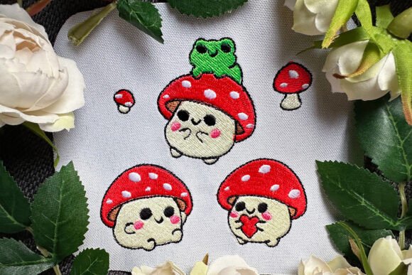 Reviewing Five Cute Mushrooms Machine Embroidery